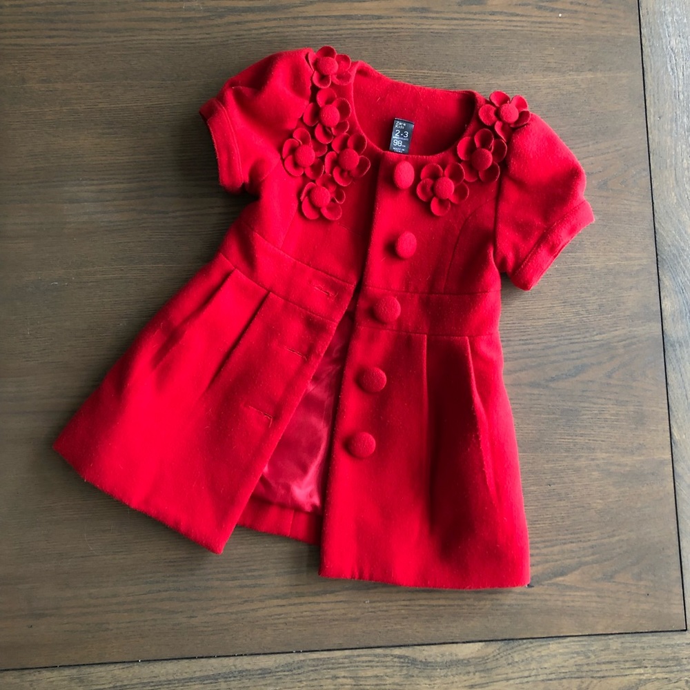 Zara embellished floral coat dress - red, toddler